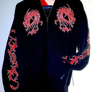 y2kRed Dragon Zip up Hoodie